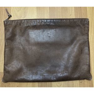 Vintage Rare 80s Virginia Tech Brown Leather Large 16” Documents File Folder Bag